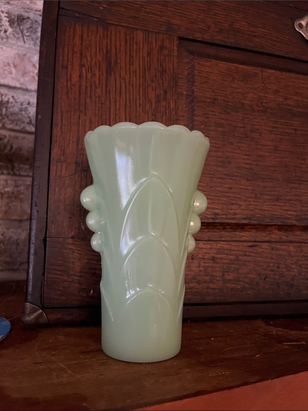 Fire King jadeite scalloped vase